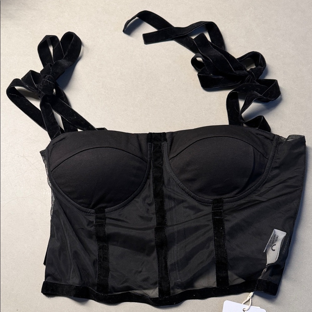 Trendy Commense Black Bustier sheer Top